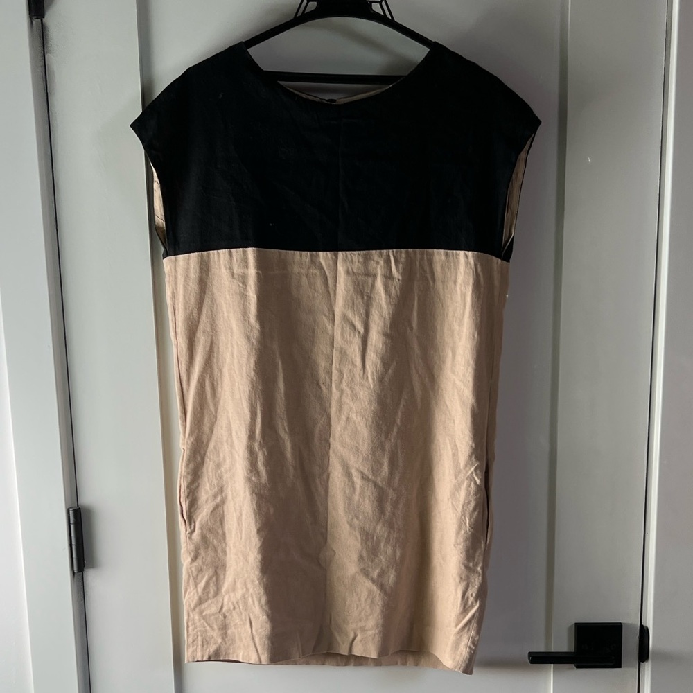 Mango Colorblock Linen Shift Dress – Size XS